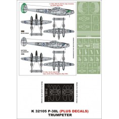 1/32 P-38L Paint Mask for Trumpeter (Canopy Masks + Insignia Masks + Decals)