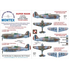 1/32 P-36 HAWK Paint Mask for Special Hobby (Canopy Masks + Insignia Masks + Decals)