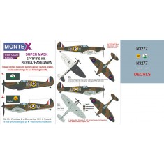 1/32 Spitfire MK I Paint Mask for Hasegawa (Canopy Masks + Insignia Masks + Decals)