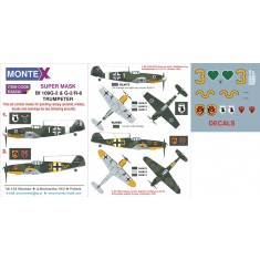 1/32 Bf 109G-2 & G-2/R-6 Canopy Masks + Insignia Masks + Decals for Trumpeter