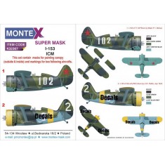 1/32 I-153 Paint Mask for ICM kits (2x canopy outside & inside + 2x insignia)