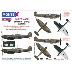 1/32 Spitfire I Early Canopy Masks and Markings for Kotare kits