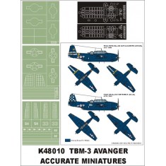 1/48 TBM-3 Avenger Paint Mask for Accurate Miniatures (Canopy Masks + Insignia Masks)