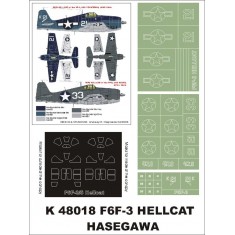 1/48 F6F3 Hellcat Paint Mask for Hasegawa (Canopy Masks + Insignia Masks)