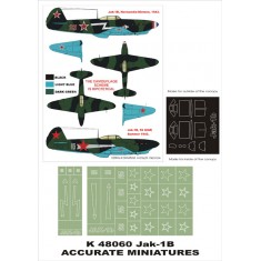 1/48 Jak-1B Paint Mask for Accurate Miniatures (Canopy Masks + Insignia Masks)