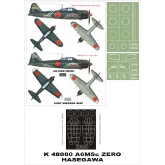 1/48 A6M5c Zero Paint Mask for Hasegawa (Canopy Masks + Insignia Masks)