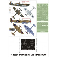 1/48 Supermarine Spitfire Mk.VIII Paint Mask for Hasegawa (Canopy Masks + Insignia Masks)