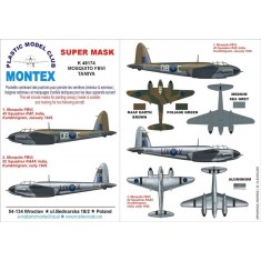 1/48 DH 98 MOSQUITO VI Paint Mask for Tamiya (Canopy Masks + Insignia Masks)