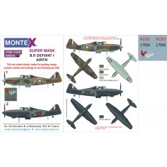 1/48 Defiant Mk.I Paint Mask No.1 for Airfix kit (Canopy Masks + Insignia Masks + Decals)