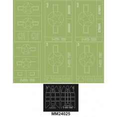 1/24 WWII US P-47D Razorback Canopy and Insignia Masks for Trumpeter kit