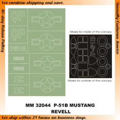 1/32 P-51B Mustang Paint Mask for Revell kit (Canopy Masks + Insignia Masks)