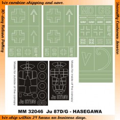 1/32 Junkers Ju-87G Paint Mask for Hasegawa kit (Canopy Masks + Insignia Masks)