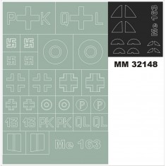 1/32 Messerschmitt Me163 Paint Mask for Meng QS-001 kit (Canopy Masks + Insignia Mask)