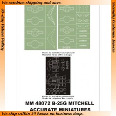 1/48 B-25G Mitchell Paint Mask for Accurate Miniatures kit (Canopy Masks + Insignia Masks)