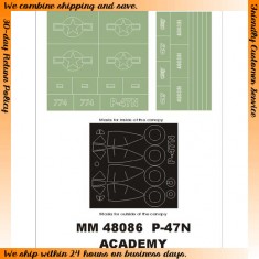 1/48 P-47N Thunderbolt Paint Mask for Academy kit (Canopy Masks + Insignia Masks)