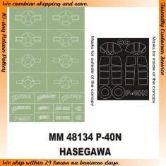 1/48 Curtiss P-40N Warhawk Paint Mask for Hasegawa kit (Canopy Masks + Insignia Masks)