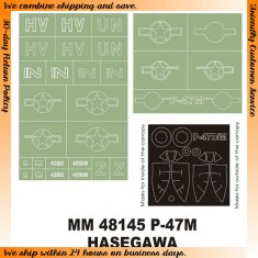 1/48 P-47M Thunderbolt Paint Mask for Hasegawa kit (Canopy Masks + Insignia Masks)