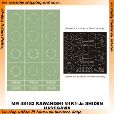 1/48 Kawanishi N1K1-Ja Shiden Paint Mask for Hasegawa kit (Canopy Masks + Insignia Masks)