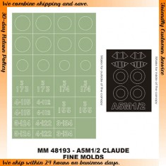 1/48 A5M1/2 Claude Paint Mask for Fine Molds kit (Canopy Masks + Insignia Masks)