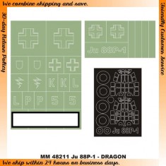 1/48 Junker Ju 88P Paint Mask for Dragon kit (Canopy Masks + Insignia Masks)