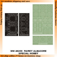 1/48 Fairey Albacore Paint Mask for Special Hobby kit (Canopy Masks + Insignia Masks)