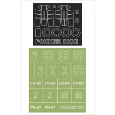 1/48 Fokker D.XXI Paint Mask for Special Hobby kit (Canopy Masks + Insignia Masks)