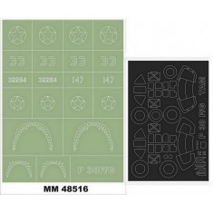 1/48 P-38F-G Paint Mask for Tamiya kits (2 Canopy & 1 Insignia Masking)