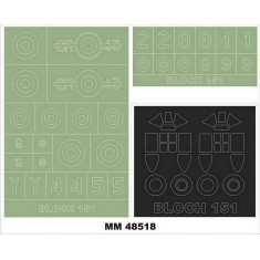 1/48 Bloch 151 Paint Mask for Dora Wings kits (2 Canopy & 2 Insignia Masking)