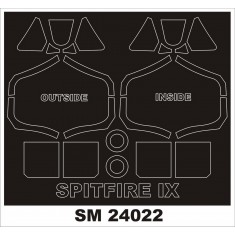 1/24 Supermarine Spitfire IX Canopy (outside, inside) & Wheels Paint Mask for Airfix kits