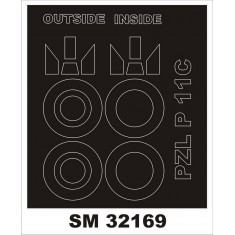 1/32 PZL P-11c Paint Mask for Silver Wings kit (outside-inside)