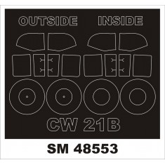 1/48 CW-21B Canopy (outside, inside) & Wheels Paint Mask for Dora Wings kits