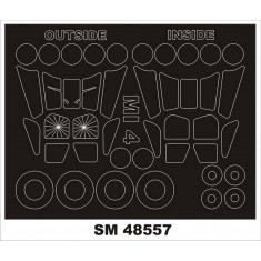 1/48 Mi-4 Canopy (outside, inside) & Wheels Paint Mask for Trumpeter kits