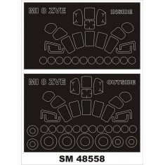 1/48 Mi-8 Canopy (outside, inside) & Wheels Paint Mask for Zvezda kits