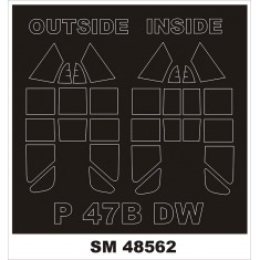 1/48 P-47B Canopy and Wheel Masks for Dora Wings kits (Outside, Inside)