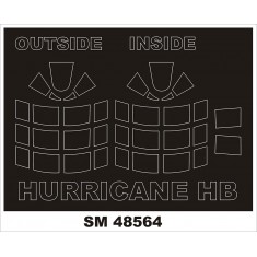 1/48 Hurricane Canopy and Wheel Masks for Hobby Boss kits (Outside, Inside)
