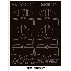 1/48 Fairey Gannet Canopy Masks (outside and inside) for Airfix kits