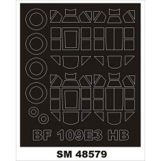 1/48 Bf 109E-3 Canopy Masking for Hobby Boss Kit (Outside, Inside)