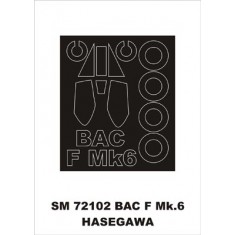 1/72 Bac Lightning F MK6 Paint Mask for Hasegawa kit (outside)
