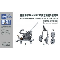1/700 Kriegsmarine 20mm C/30 Gun Trailer x6
