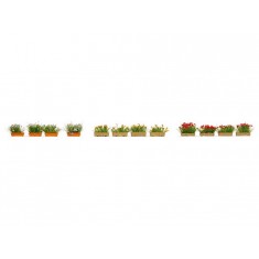 HO Scale Flower Boxes (4x red, 4x yellow, 4x white)