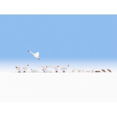 HO Scale Swans (8pcs) and Ducks (8pcs)