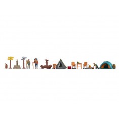 HO Scale Themed Figures Set "Camping" (4 figures w/acc)