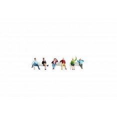 N Scale Sitting People (without Benches) Assembled and Painted Miniatures