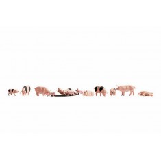 N Scale Pigs Assembled and Painted Miniatures