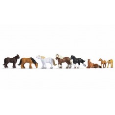 TT Scale Draught Horses Assembled and Painted Miniatures