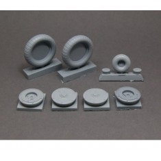 1/24 Bf-109 G-6 Wheels Set (Main Disk Type 1 with Ribs) Tread Main
