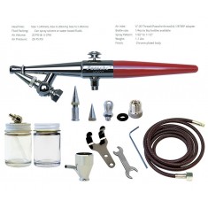Single Action External Mix Siphon Feed Airbrush Set w/0.45, 0.65 & 1.05mm Heads