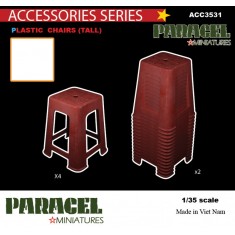1/35 Plastic Chairs (Tall): 4 Individual and 2 Pre-stacked Columns