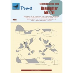 1/144 Beaufighter Mk.I/VI Self-Adhesive Camouflage Masks for Mark I #14434/36