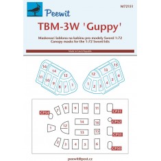 1/72 Grumman TBM-3W Guppy Canopy Masks for Sword kits